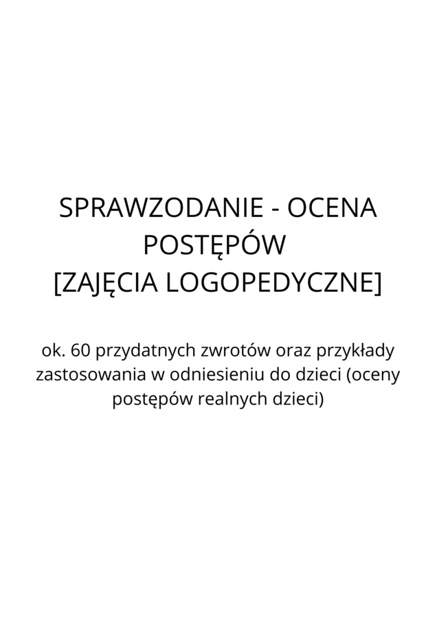 Ocena postępów - zajęcia logopedyczne w przedszkolu