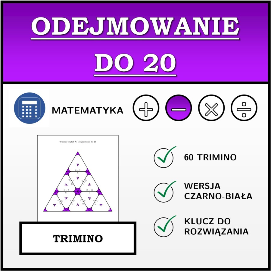 Trimino - Odejmowanie do 20 | matematyka