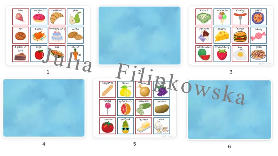 Food memory/ Jedzenie/ Food/ Memory/ Gra/ Gra językowa/ Karty obrazkowe/ Zabawa/ Dzieci/ Warm-up/ Rozgrzewka/ Słowncitwo