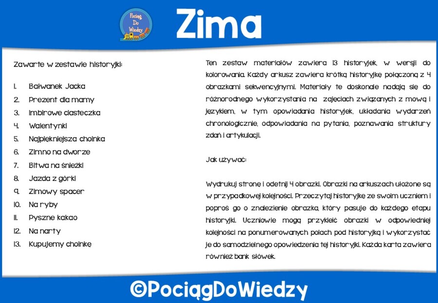 Zima - Czytam i rozumiem - Kolejność zdarzeń