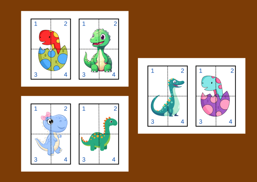 DZIEŃ DINOZAURA - puzzle – układanka- układanki – biblioteka – świetlica – przedszkole – 12 wersji