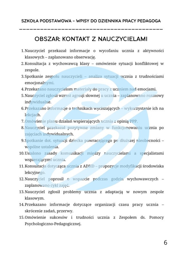 Pedagog specjalny w szkole podstawowej – przykładowe wpisy do dziennika