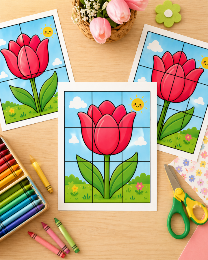 Tulipanowa układanka 4 elementy / 6 elementów / 9 elementów