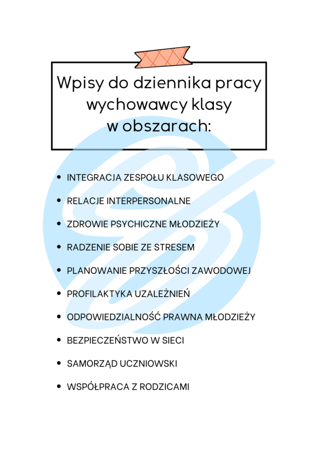 Wychowawca klasy – szkoła średnia – przykładowe wpisy do dziennika | ponad 150 wpisów