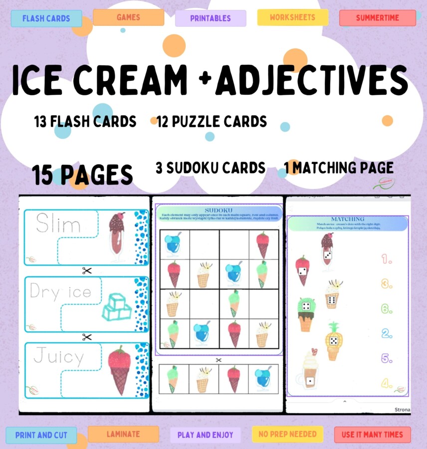 Summer: ice creams and adjectives. LATO Lody i ich smaki przymiotniki angielskie
