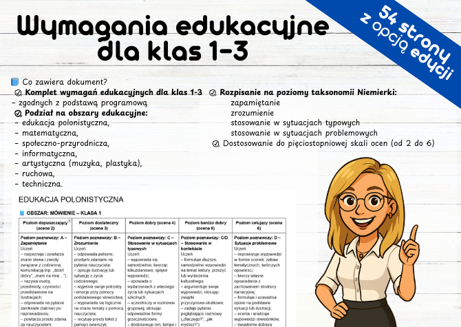 Wymagania edukacyjne dla klas 1-3