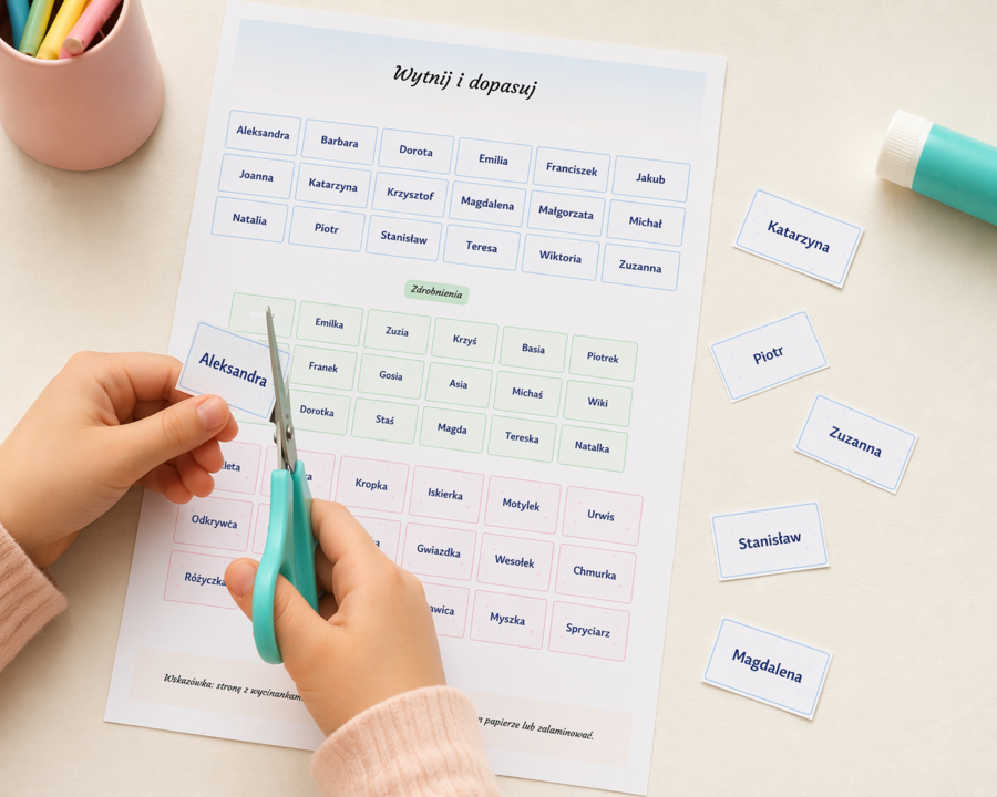 Moje imię, moje przezwisko, moje zdrobnienie – karta sortowania