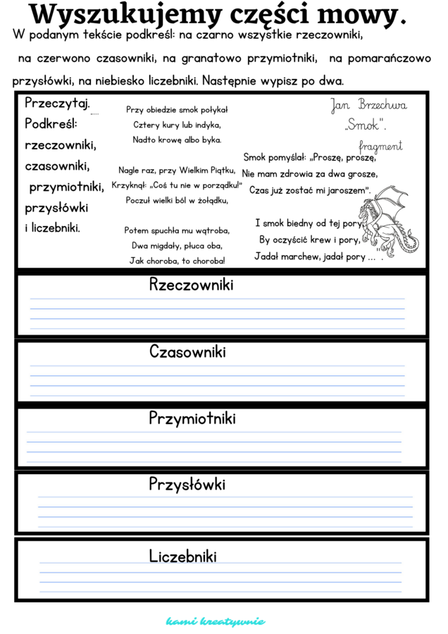 Wyszukujemy części mowy