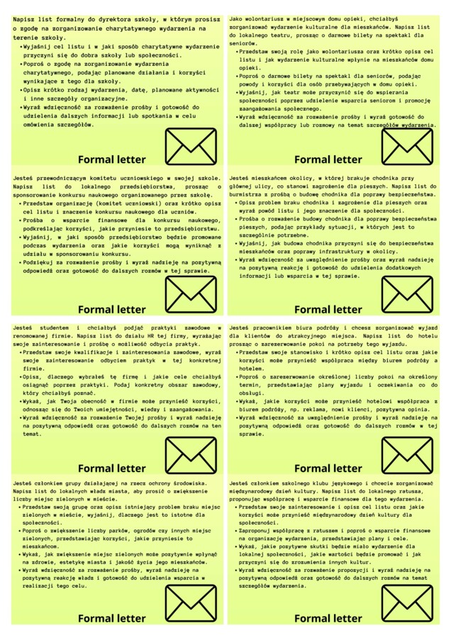 List formalny matura