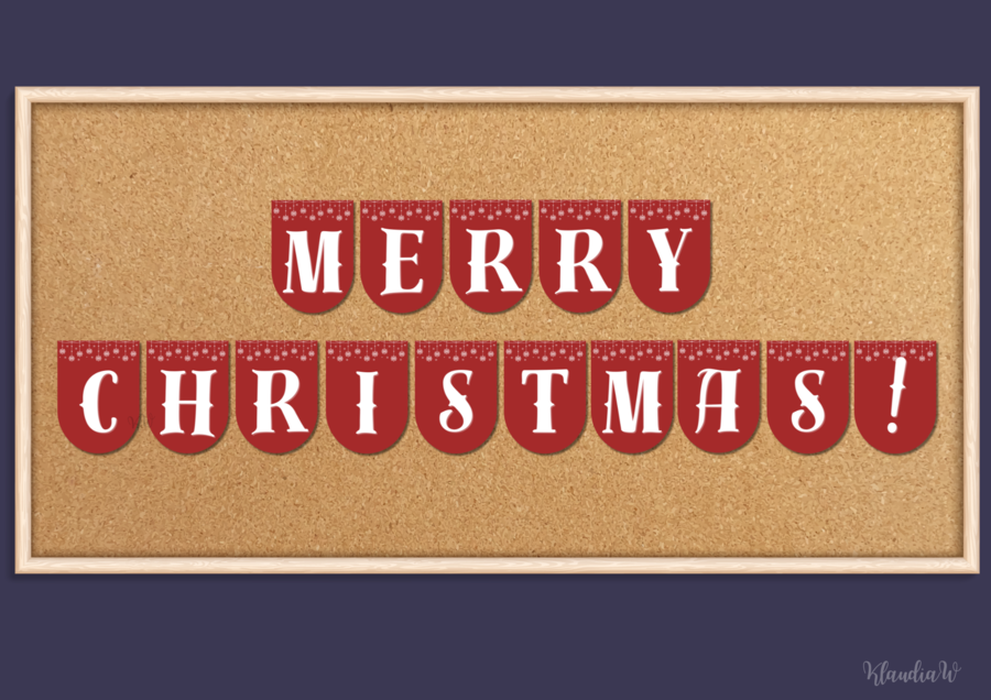 Girlanda „MERRY CHRISTMAS!” – plik PDF do druku