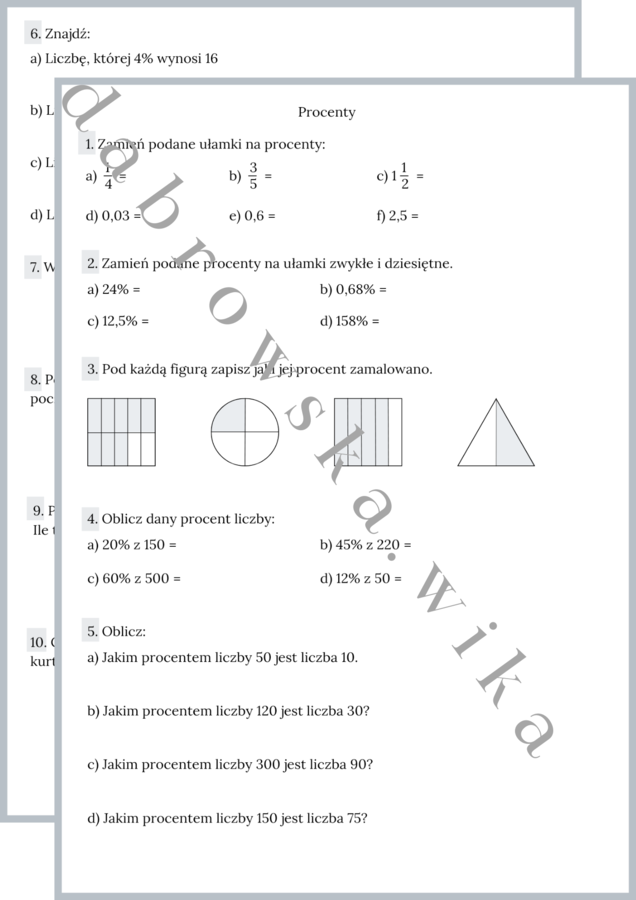 Procenty - zestaw zadań