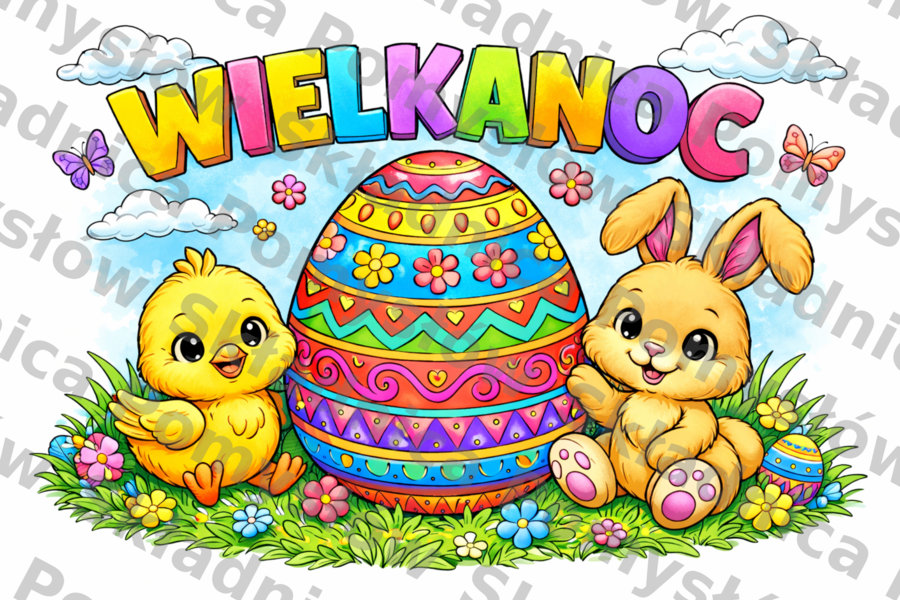 WIELKANOC - kolorowanka XXL do druku (9 kart A4+miniatura A4); plakat; dekoracja; gazetka; świetlica