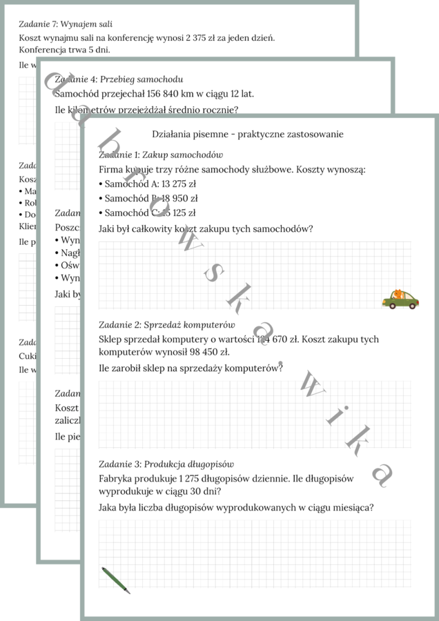 Działania pisemne - praktyczne zastosowanie