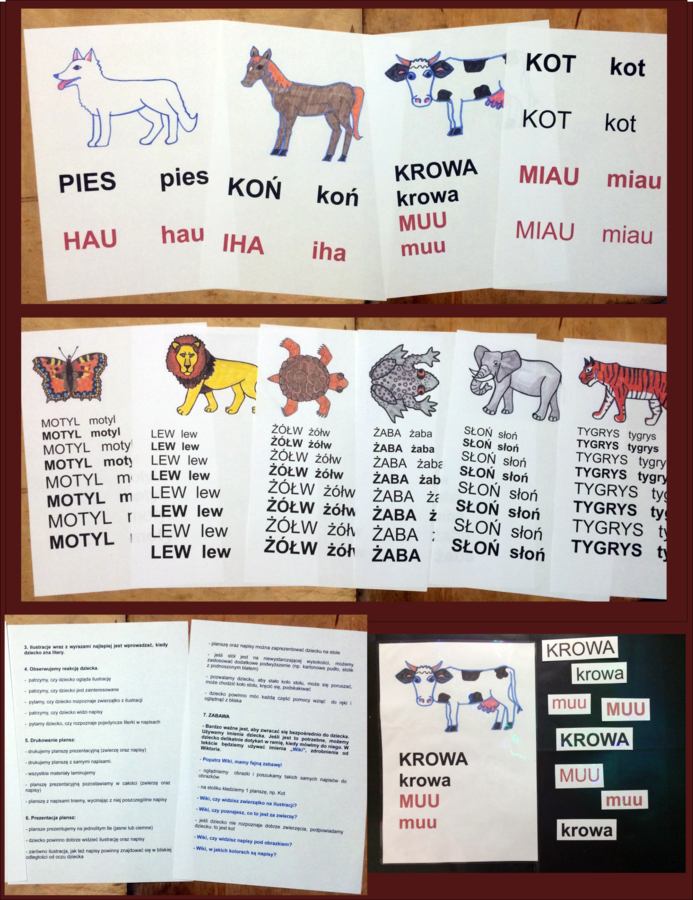 NAUKA CZYTANIA DLA DZIECI SŁABOWIDZĄCYCH. PIERWSZE SŁOWA. Plik PDF do samodzielnego wydruku.