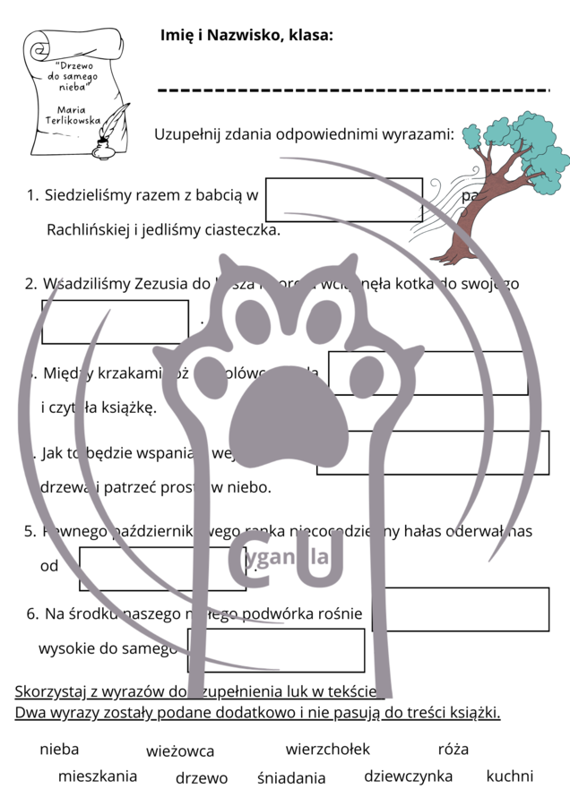Karty Pracy z odpowiedziami „Drzewo do samego nieba” Maria Terlikowska