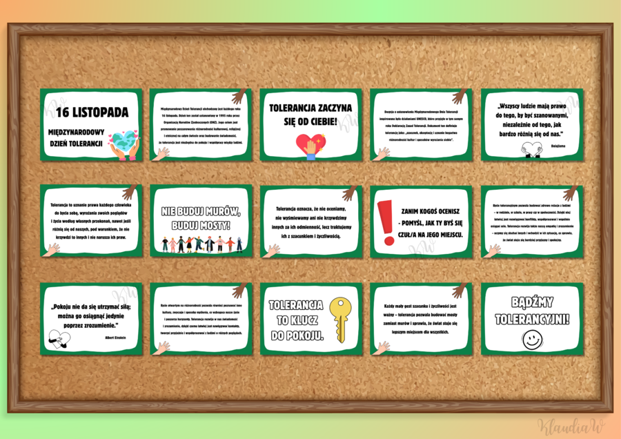Międzynarodowy Dzień Tolerancji - gazetka szkolna (wersja 1)