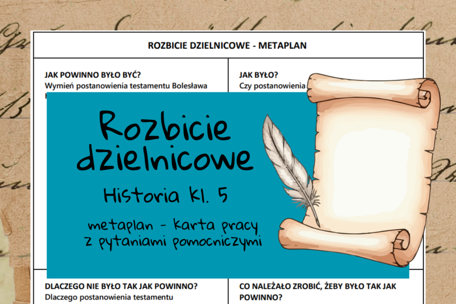 Rozbicie dzielnicowe Polski - karta pracy historia klasa 5