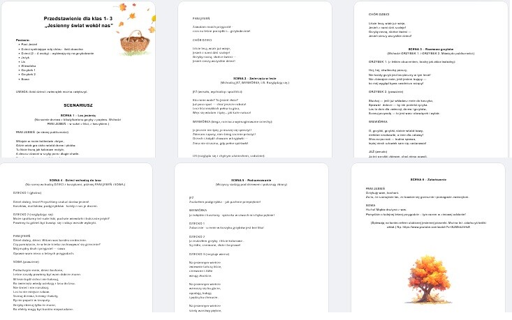 Scenariusz jesiennego przedstawienia dla uczniów kl. 1 - 3