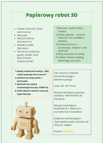 Karty z propozycjami zabaw manualnych