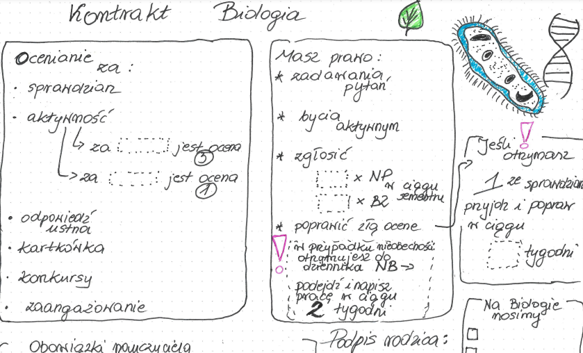 Kontrakt Biologia. Lekcja organizacyjna.