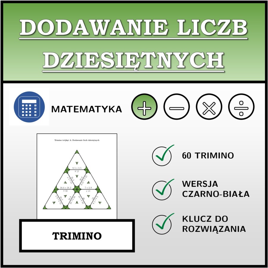 Trimino - Dodawanie liczb dziesiętnych | matematyka