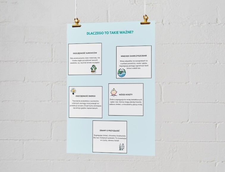 Plakat o segregacji śmieci i recyklingu