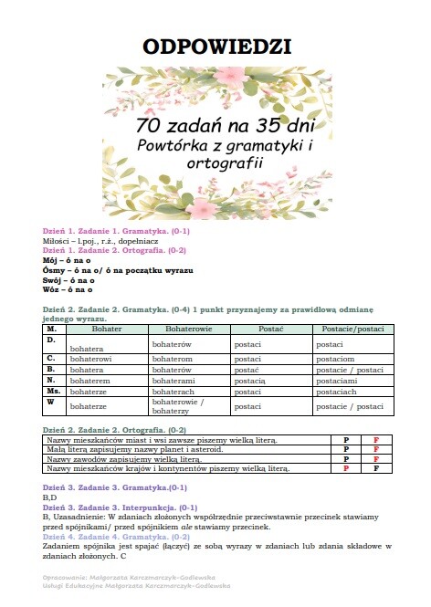 Ćwiczenia z ortografii i gramatyki egzamin ósmoklasisty