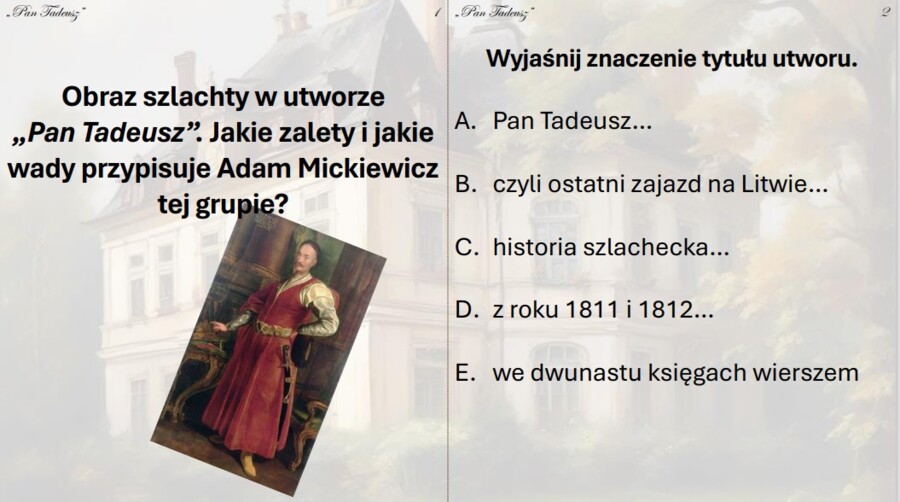 "Pan Tadeusz" stacje zadaniowe.