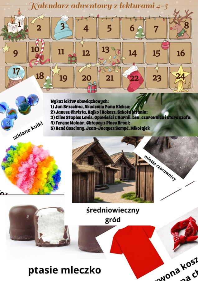 Kalendarz adwentowy z lekturami kl. 4-5