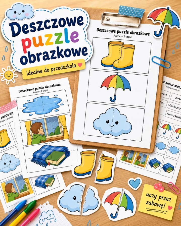 Deszczowe puzzle obrazkowe