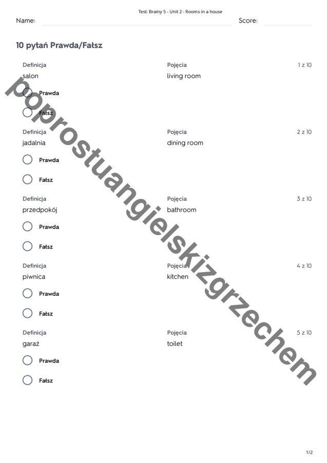 Brainy 5 - Unit 2 - testy