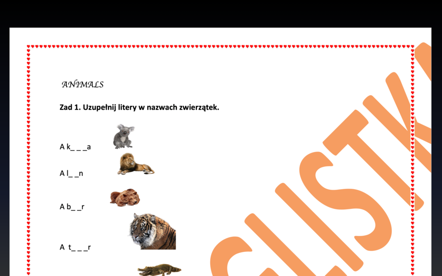 Animals- Zwierzęta 3 ćwiczenia z kluczem