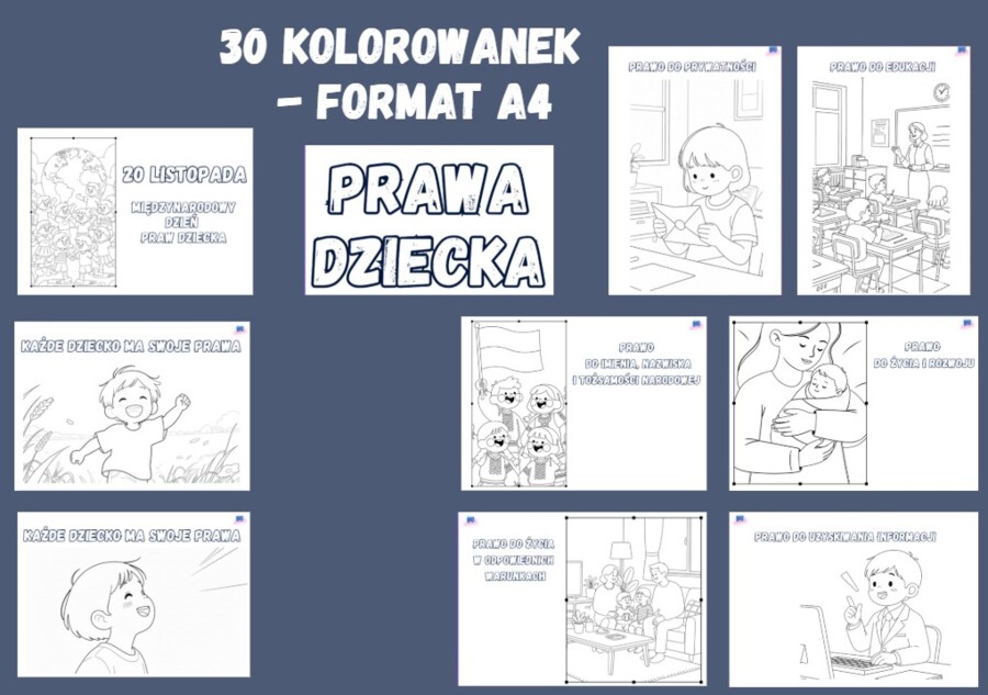 Dzień Praw Dziecka - 30 kolorowanek A4