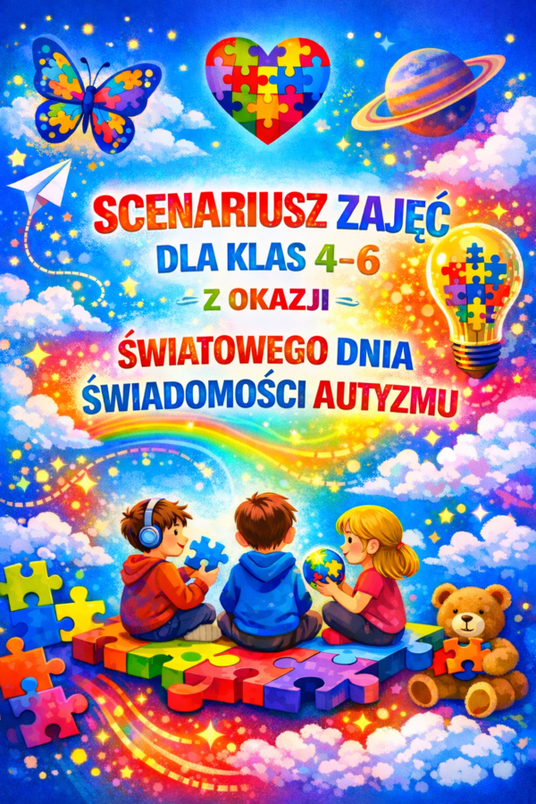 Światowy Dzień Świadomości Autyzmu – scenariusz zajęć - klasy 4–6; edytowalny; lekcja wychowawcza (autyzm)