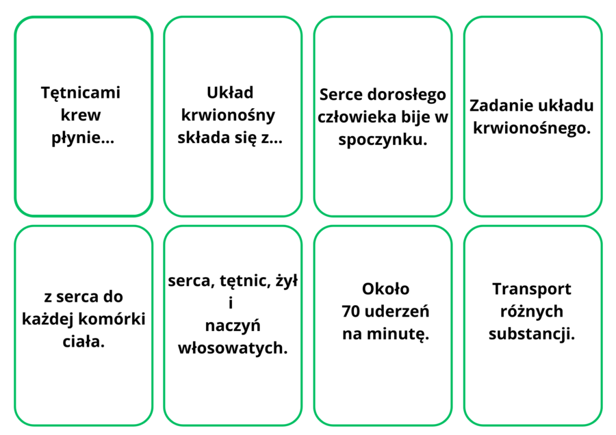 Układ krwionośny. Fiszki.
