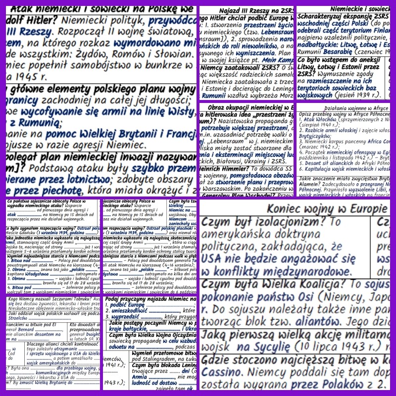 Przebieg II wojny światowej – komplet NOTATEK i KART PRACY