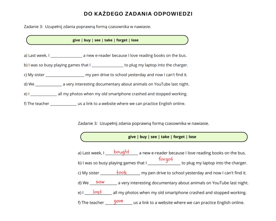 Gramatyka dla klasy 7: Past Simple , Relative Clauses Zaimki Względne Verb Patterns Na podstawie English Class A2+ Unit 4