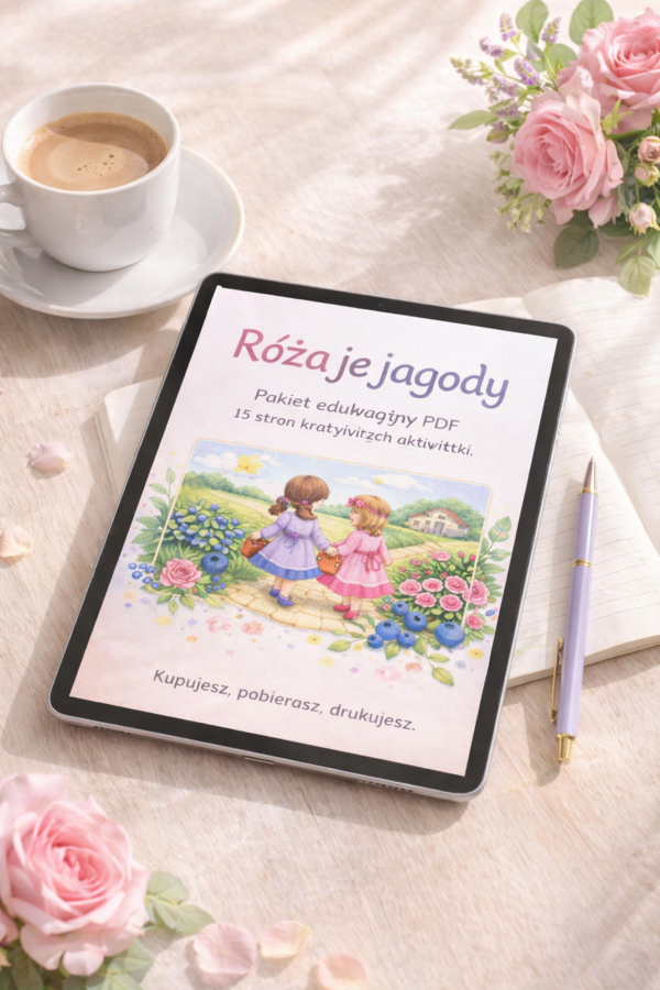 Róża je jagody, a Jagoda zbiera róże dla mamy. Zestaw kart pracy.