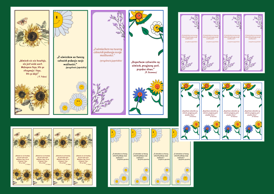 DZIEŃ ŻYCZLIWOŚCI I POZDROWIEŃ- Dzień Uśmiechu – cytaty – zakładki do książek – zakładka – wersja 3