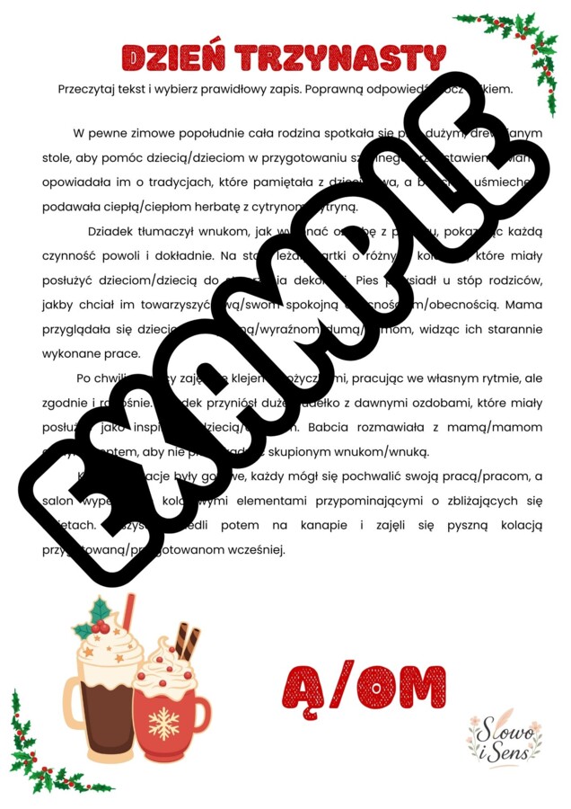 Kalendarz adwentowy - adwentowa ortografia