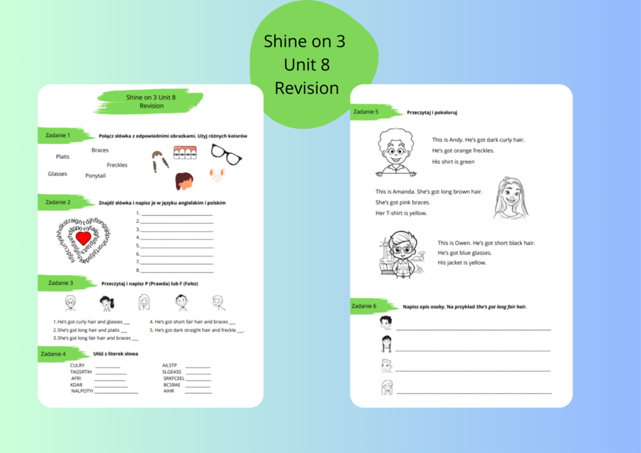 Shine on 3 Unit 8 Revision