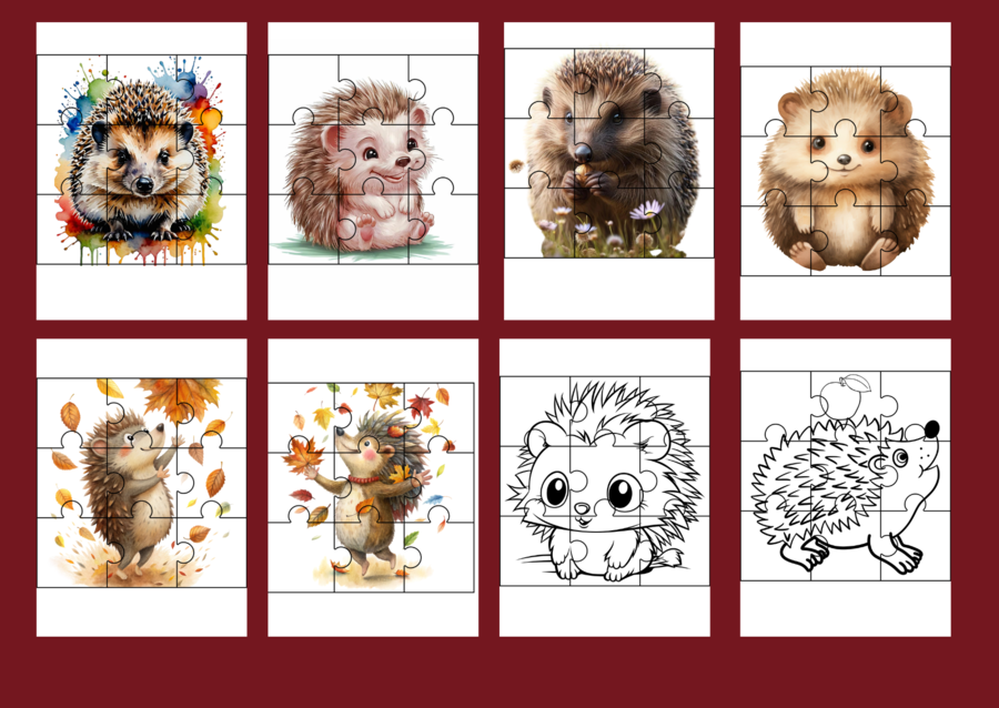 DZIEŃ JEŻA– puzzle – 17 szt.- biblioteka - świetlica