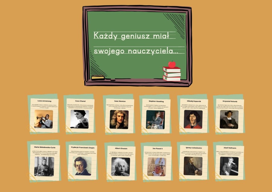 Gazetka szkolna - Każdy geniusz miał swojego nauczyciela...