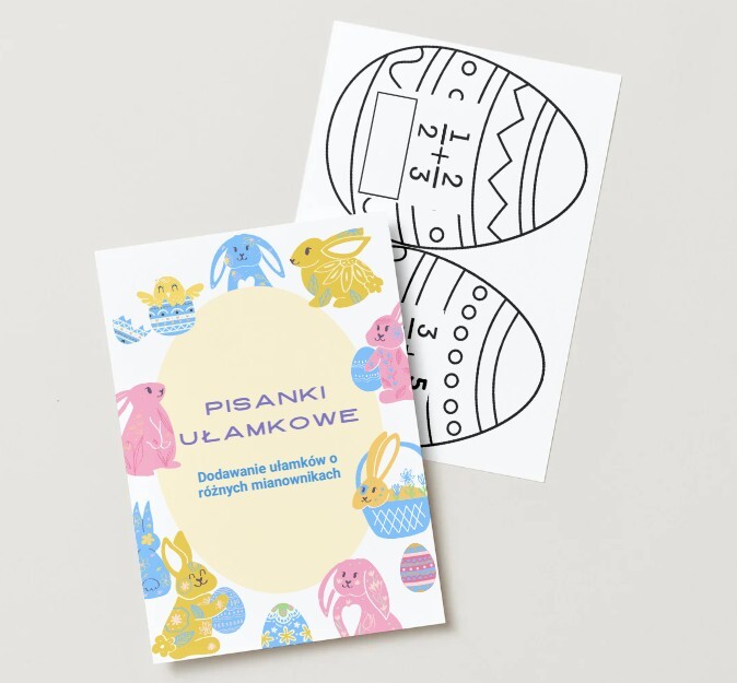 Wielkanocna girlanda. Ułamki zwykłe. Dodawanie ułamków o różnych mianownikach.