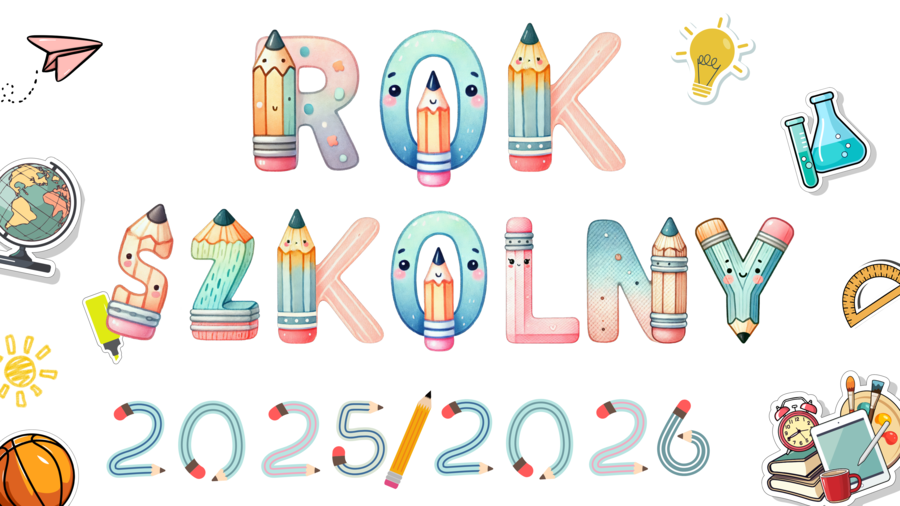 Gazetka szkolna/dekoracja „Rok Szkolny 2025/2026” + dużo dodatkowych elementów dekoracyjnych