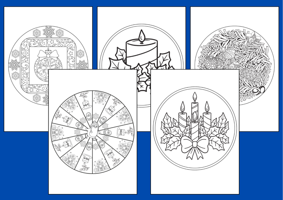 ZIMOWA MANDALA – zima – kolorowanka – biblioteka - świetlica - gazetka - mandale - 13 szt.