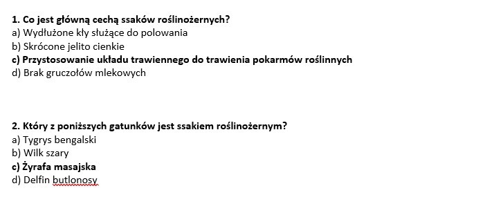 Test- ssaki roślinożerne świata