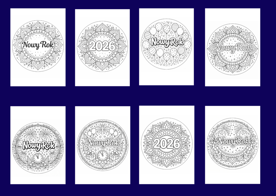 ✨ Noworoczne mandale do kolorowania – idealne na start Nowego Roku! ✨ - 12 szt.
