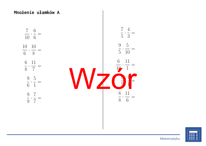 Mnożenie ułamków | matematyka | 26 kolumn