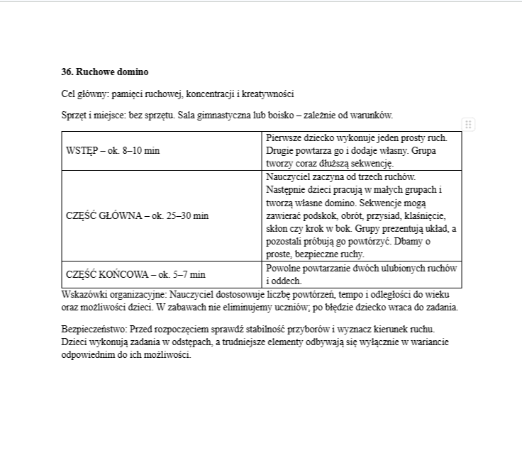 50 zabaw na wychowanie fizyczne dla klas 1-3